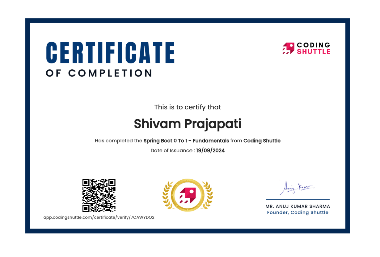 Spring Boot Certificate